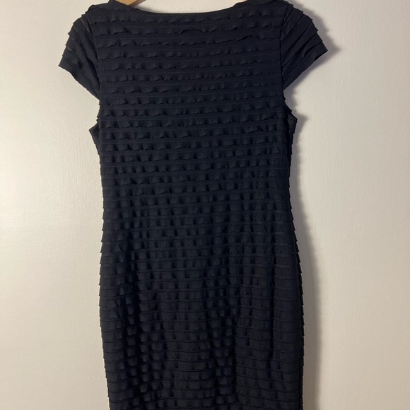 Banana Republic Womens Black Tiered Ruffle Dress Small Sheath Cocktail Stretch - Picture 14 of 15